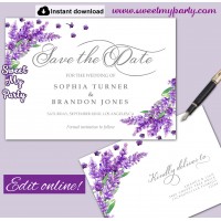 Lavender Save the Date card printable template,Save the Date card,(131)